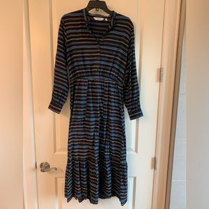 & Other Stories striped long sleeve midi dress